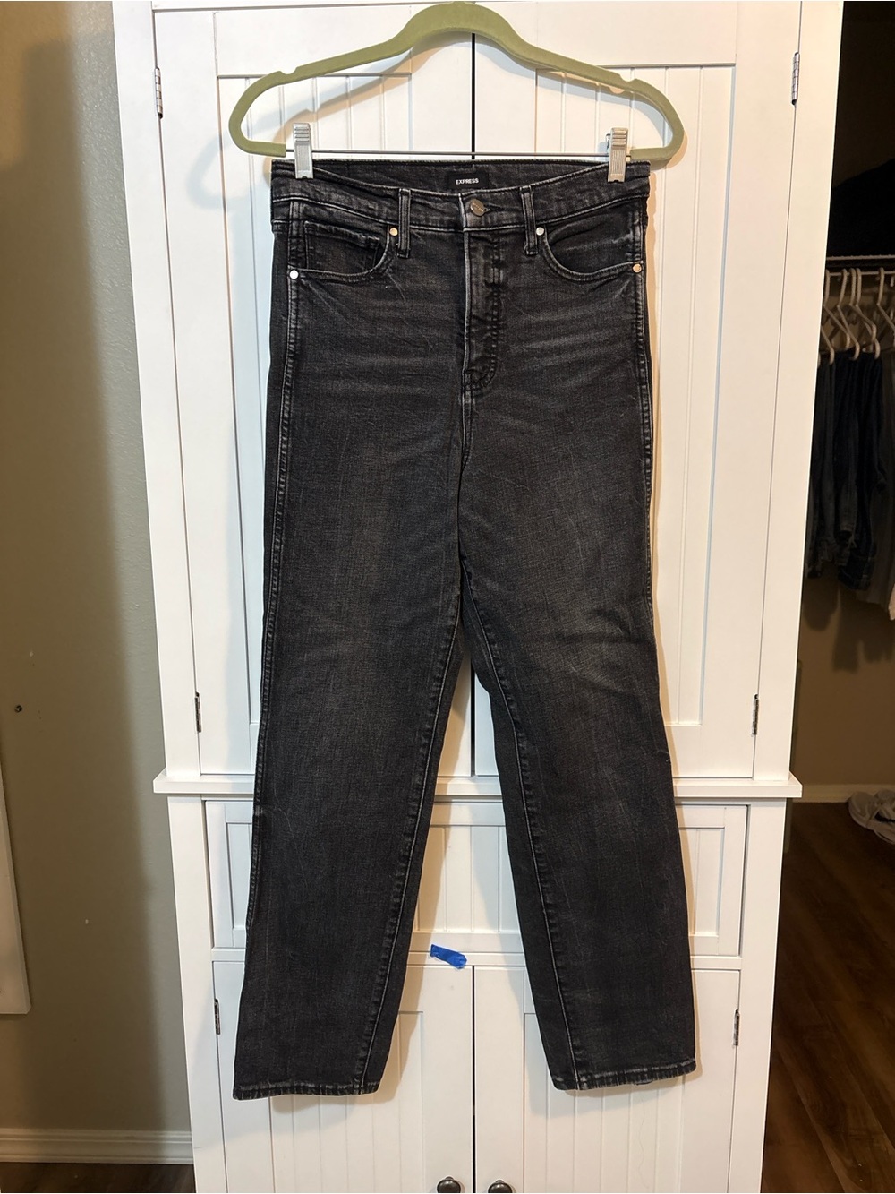 Express Washed Black High Rise Straight Leg Jeans Size 8 90s Minimalist